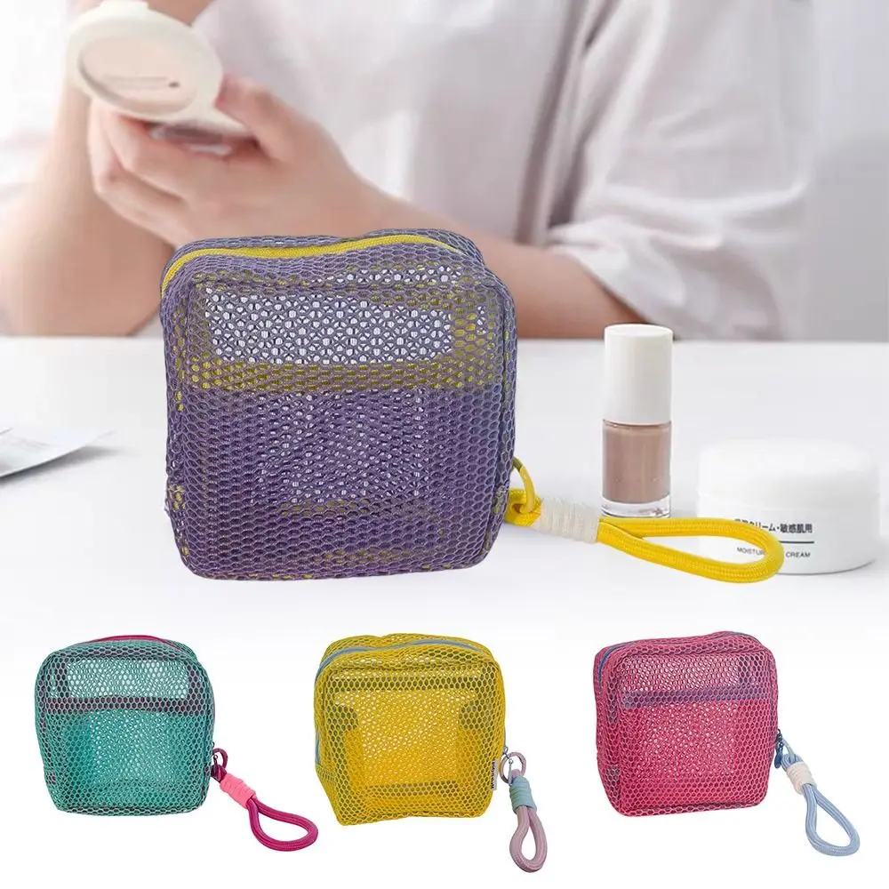 Durable Dopamine Color Storage Bag Large Capacity with Handle Cosmetic Bag Coin Purse