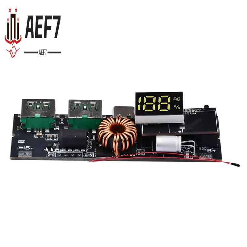 

AEF7-LED Dual USB PD Fast Charge 5A Type-C USB Mobile Power Bank 18650 Charging Module Temperature Protection