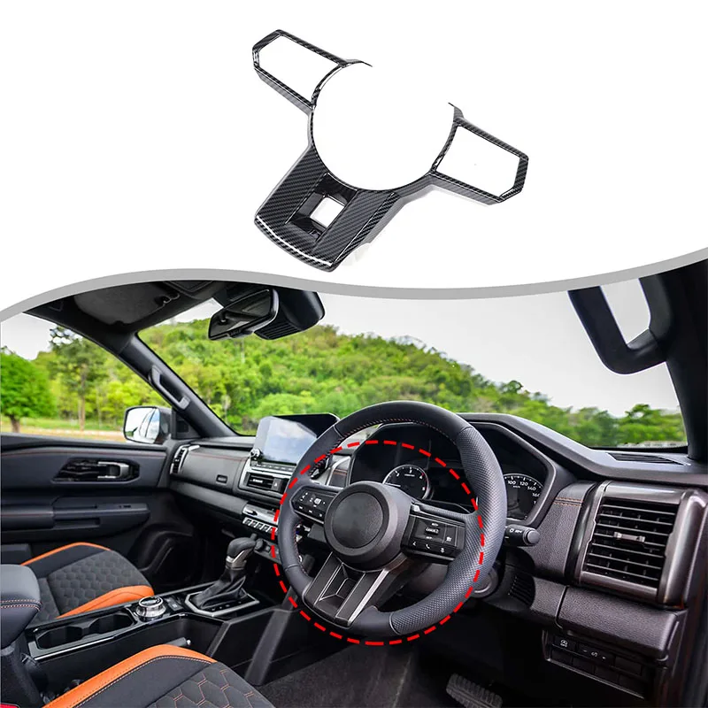 

ABS Carbon Fiber Car Steering Wheel Decoration Cover Sticker Trim Frame For Mitsubishi Triton L200 2024 Interior Accessories