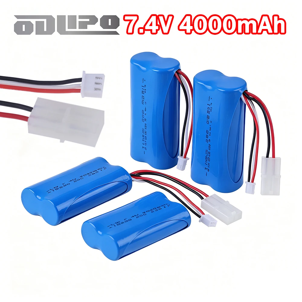 Hot Sales 2S 7.4V 4000mAh 20C 18650 Li-ion Battery Pack with Tamiya Connector for RC Toys Car Tank Truck Boat Helicopter