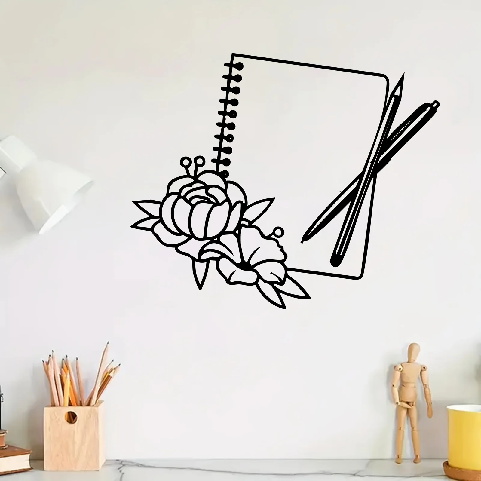 1pc Floral & Stationery Metal Wall Art, Rust-resistant Decor, Gift for Mother's Day & Teacher's Day