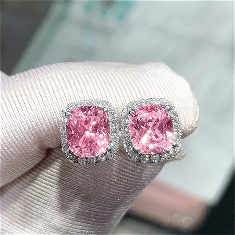 2025 D'oreilles à Clous Pour Femmes، Accessoires De Mariage، Romantique، Rose CZ، Bijoux Eleégants Délicats Pour Fiançailles