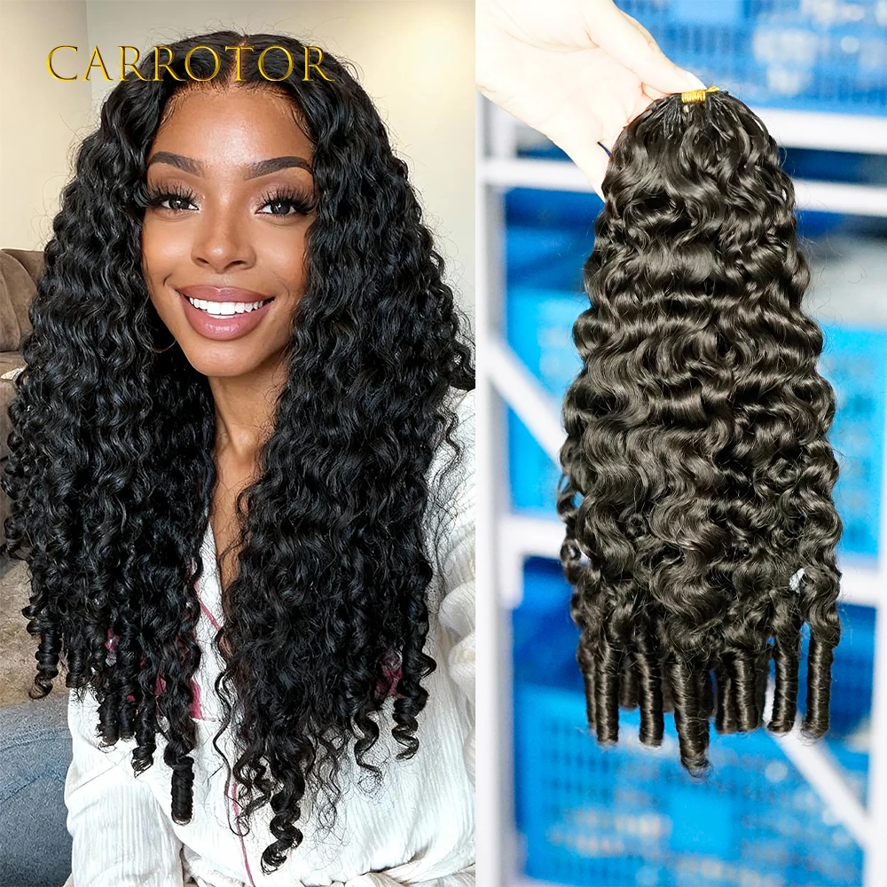 

Бирманские кудрявые волосы без узлов, предварительно разделенные, для наращивания крючком, с спиральными концами, натуральные человеческие волосы для женщин