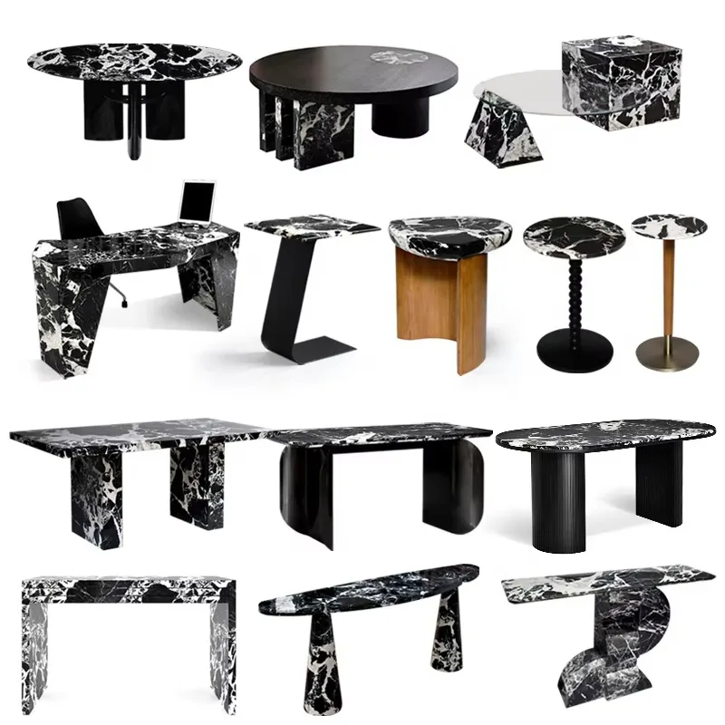 Customized Contemporary Round Living Room Furniture Limestone Solid Wood Table Top Marble Travertine Coffee Table