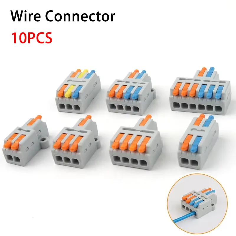 

10PCS 1 in Multiple out Mini Lever Wire Connectors Splicing electrical Connection Universal Push-In Terminal Block Connector