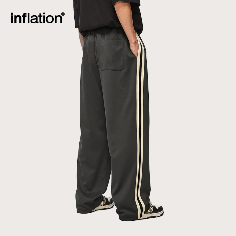 INFLATION Striped Straight Leg Sweatpant Unisex Elastic Waist Track Pants Sportswear