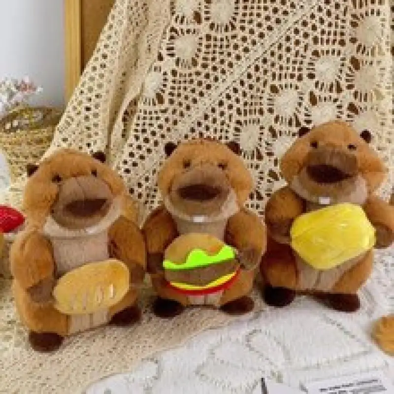 Bonito criativo marmota pingente de pelúcia dos desenhos animados animal de pelúcia boneca chaveiro mochila pendurado decoração chaveiro presentes