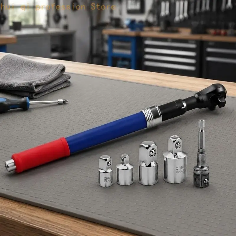 Recessed Fastener Handle Set with Extendable Reach and Metal Hold Section, Telescoping Service Gear for Motorcycle Maintenance