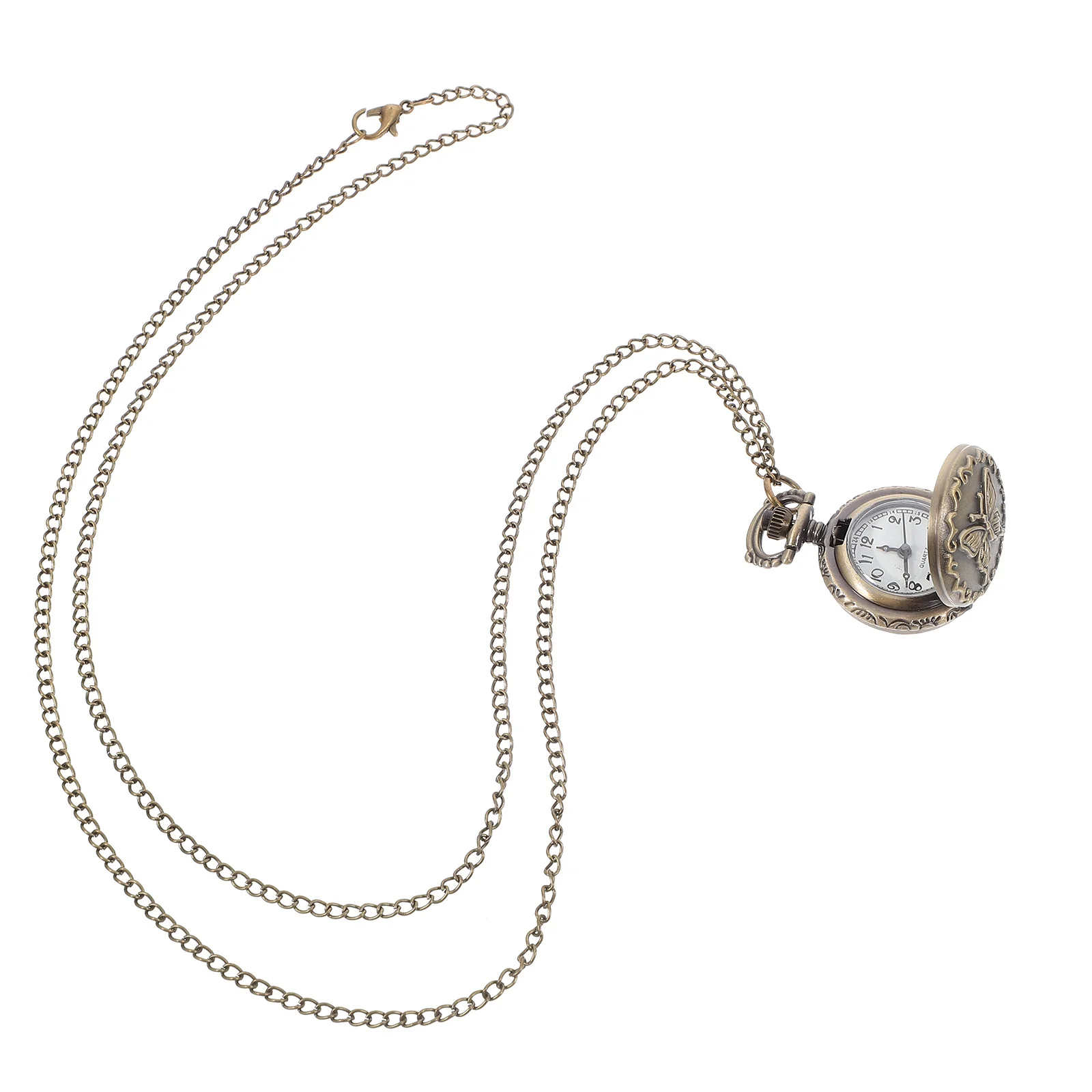 

1Pcs Vintage Pocket Watch Style Retro Butterflies Pattern Quartz Movement Pocket Watch Pendant Hanging Necklace Unisex