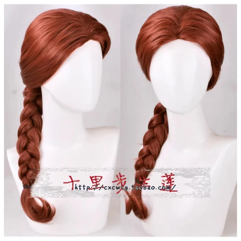 Princess Fiona Cosplay Wig Halloween Party Red Braided Synthetic Hair