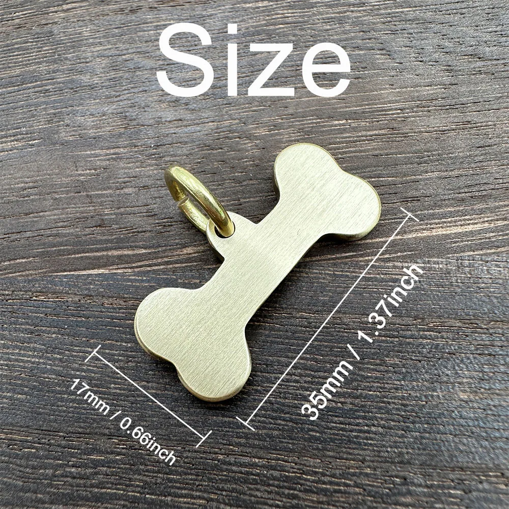 New Bone Personalized Dog Tag Name Pet ID Tag Solid Brass Pets Anti-lost Tag Puppy Accessories Dogs Collar Customized Engraved