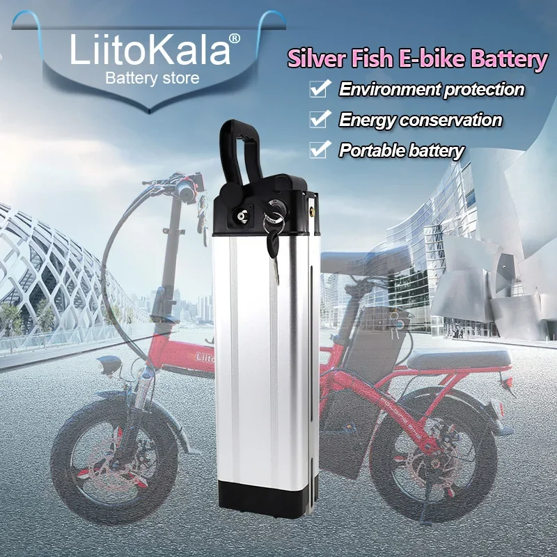 LiitoKala 60V 10Ah 12Ah 15Ah 20Ah Silver Fish Battery Pack Electric Bicycle Battery Pack for Bafang Motor Electric Bicycle Kits