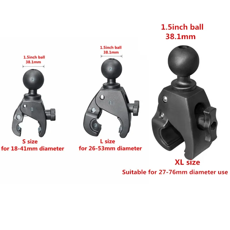 Big and Small Size Super Clamp to 1.5 inch Ballhead for Car Vehicle Industry Rail Rods Clamping for Gopro