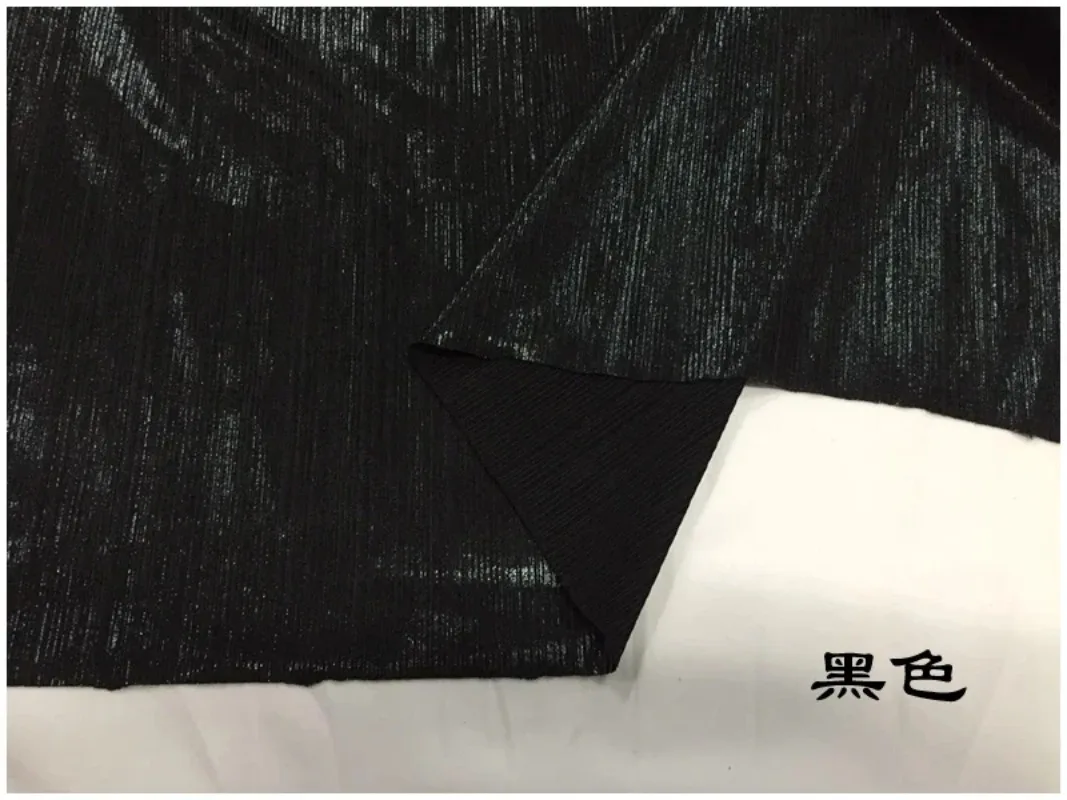 1Meter Stretch Stretch Gold Stamping Cloth Stage Performance Dress Latin Dance Gloss Pressed Pleated Fabric