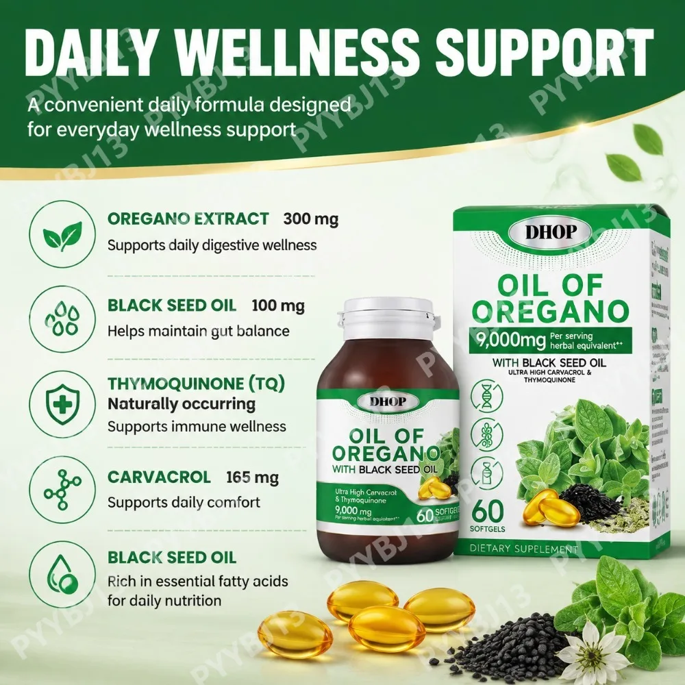 DHOP Oregano Oil Softgel 60pills A Ready To Use Plant-based Gelatin Dietary Supplement Suitable for Women Daily Wellness Support