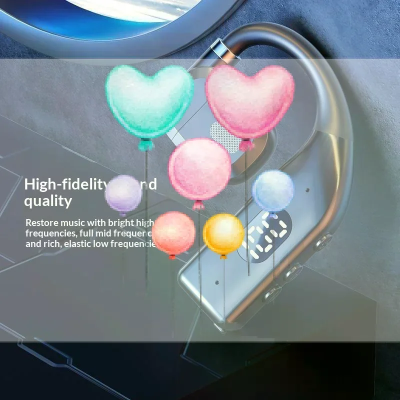 Wireless Headset 180° Rotation Adjustable Left Right Open Bluetooth 5.4 Ear Universal Earphone Mic Sport Business Music Ear-Hook