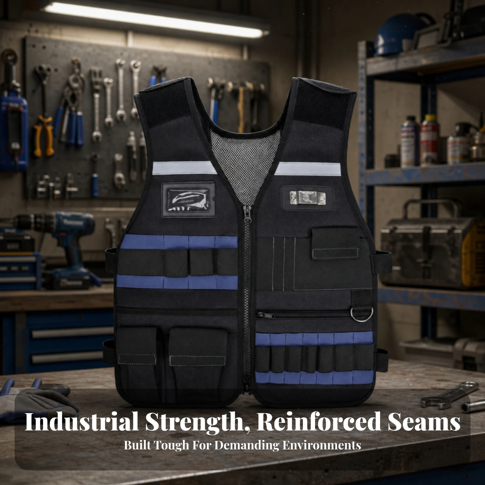 Breathable Mesh Tool Vest with Pockets for Men Heavy Duty Work Vest with Tool Slots and Adjustable Straps