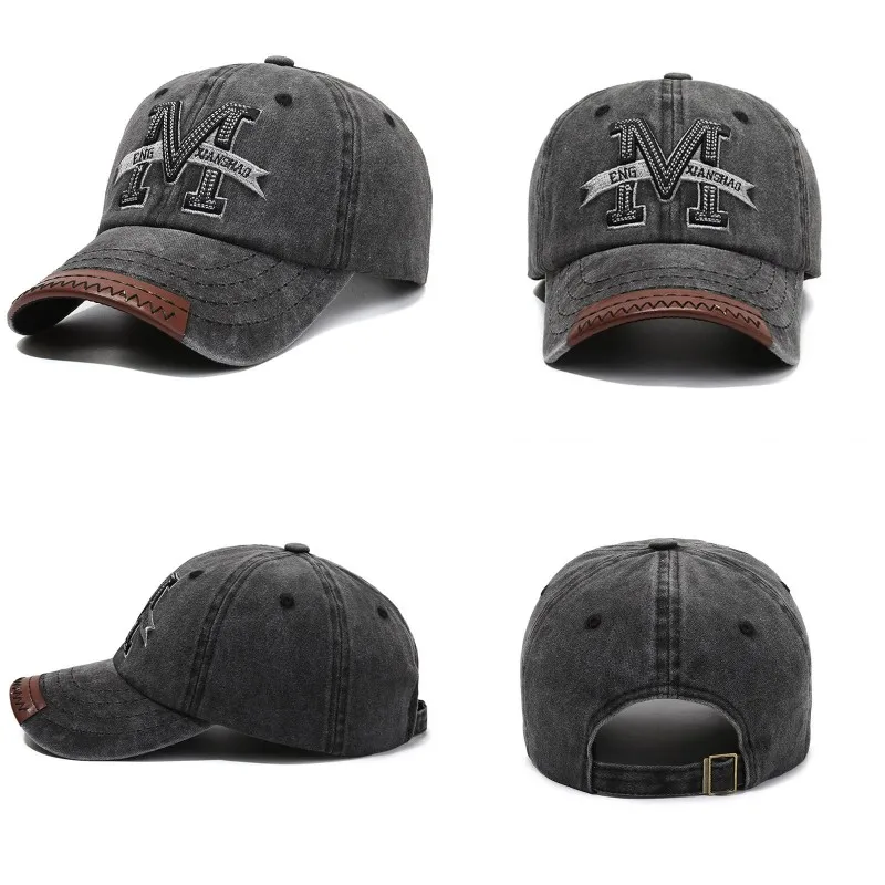 Letter Embroidery Washed Cotton Sports Tennis Hats Men Women An-ti UV Golf Baseball Cap Vintage Distressed Running Sunhat Visors view 4