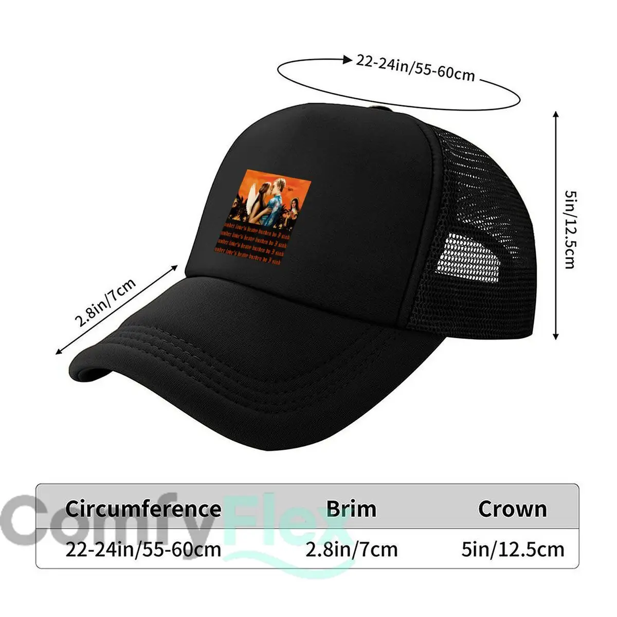 Romantic Angel Parody Design Mesh Baseball Cap Casual Hat Outdoor  For Womens Unisex Female