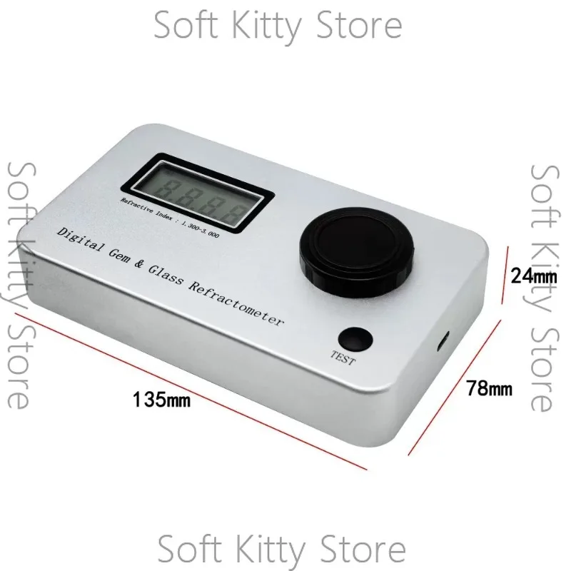 Digital Gem Refractometer 1.300–3.000 RI Tester with LCD Display – Portable Jewelry Stone Refractive Index Measuring Tool
