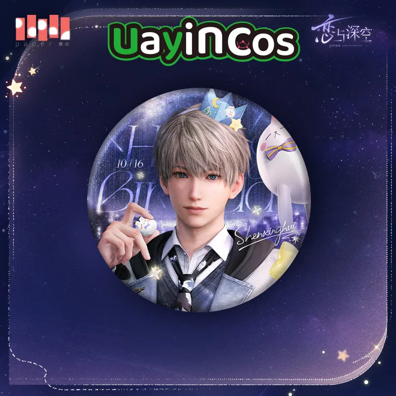 

Original Love and Deepspace Xavier 2025 Birthday Tinplate Badge Brooch Pins Ornament Doll Accessories Anime Game Toy Kids Gifts