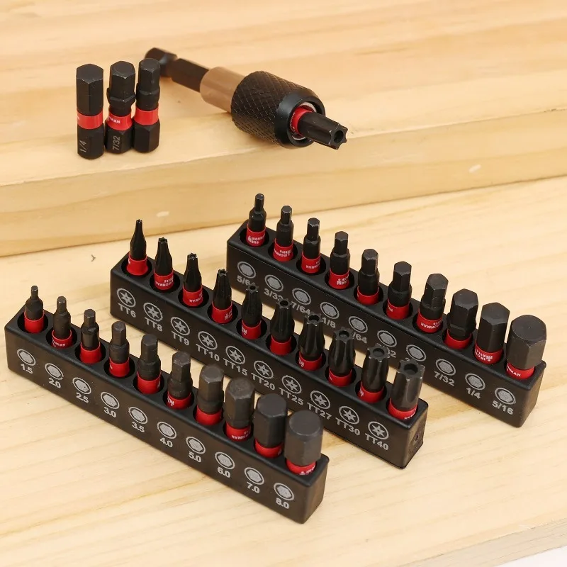 10pcs Multi Impact Allen Wrench Drill Bit with Base Black Steel Hex-Shank Electric Drill Tools Magnetic Screwdriver Driver Head