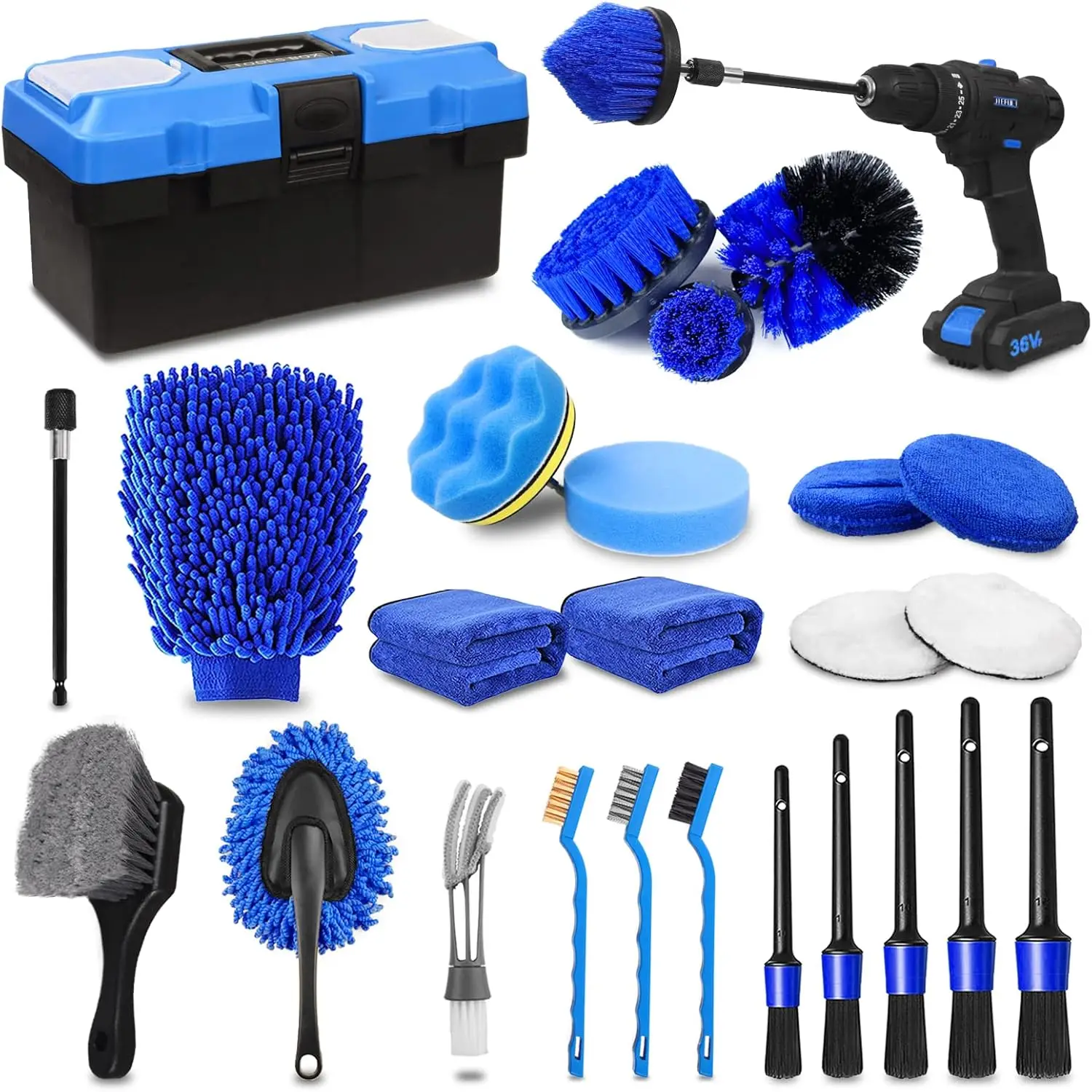 

27Pcs Car Detailing Kit - Complete Cleaning Set for Interior, Exterior & Wheels