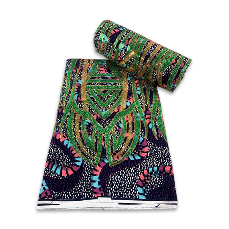 Tela con estampado de cera de Ankara, tela bordada con lentejuelas, vestido africano para fiesta de Navidad, Y6-4G, 2024