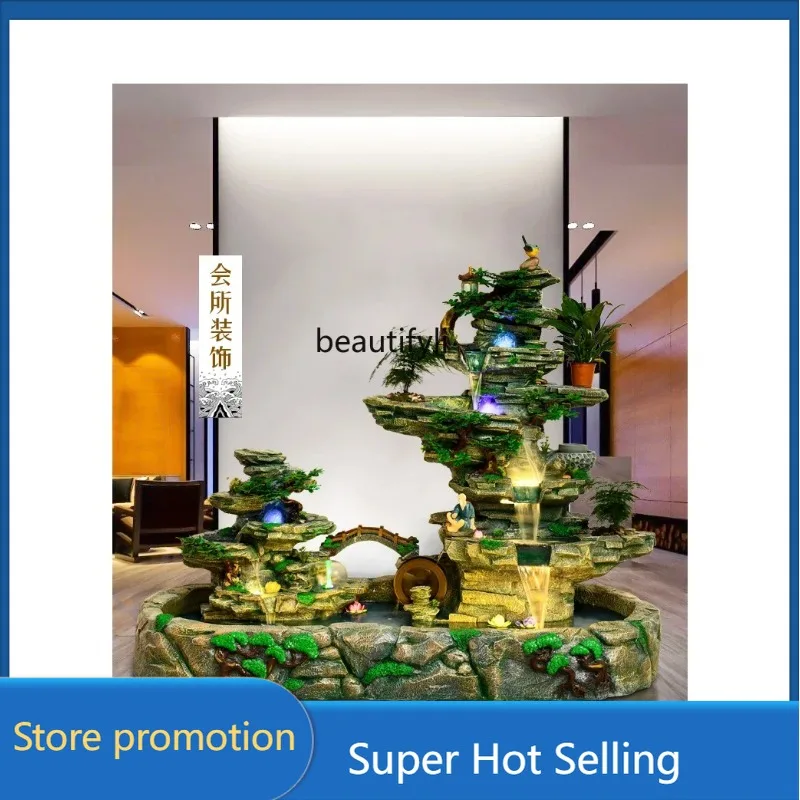 

a485 Большой рокарий, текущий фонтан, орнамент, пруд, вилла, отель, открытый двор, вид воды