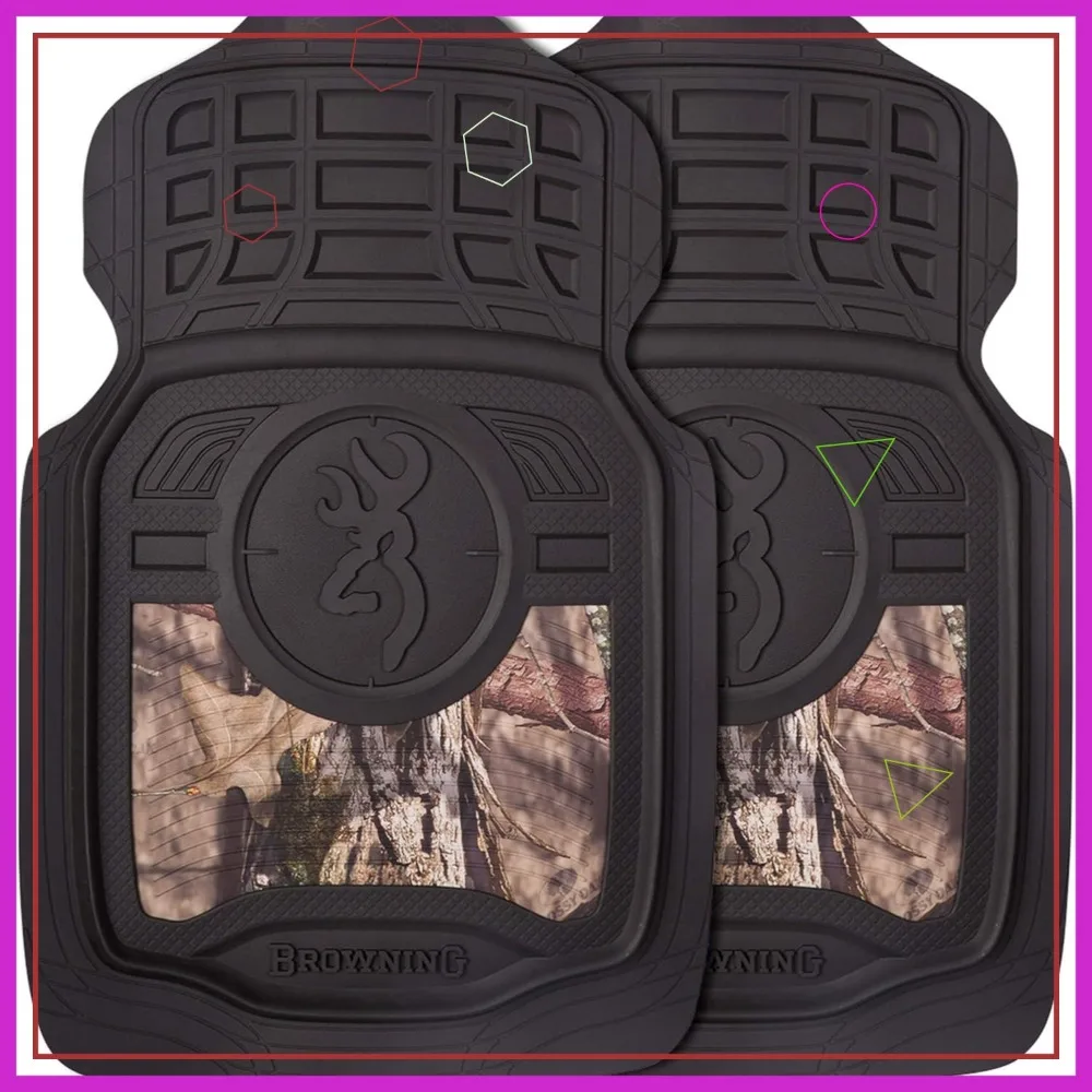 

Premium Car and Truck Floor Mats, Water and Dirt Protection, Front Set of 2, Mossy Oak Design