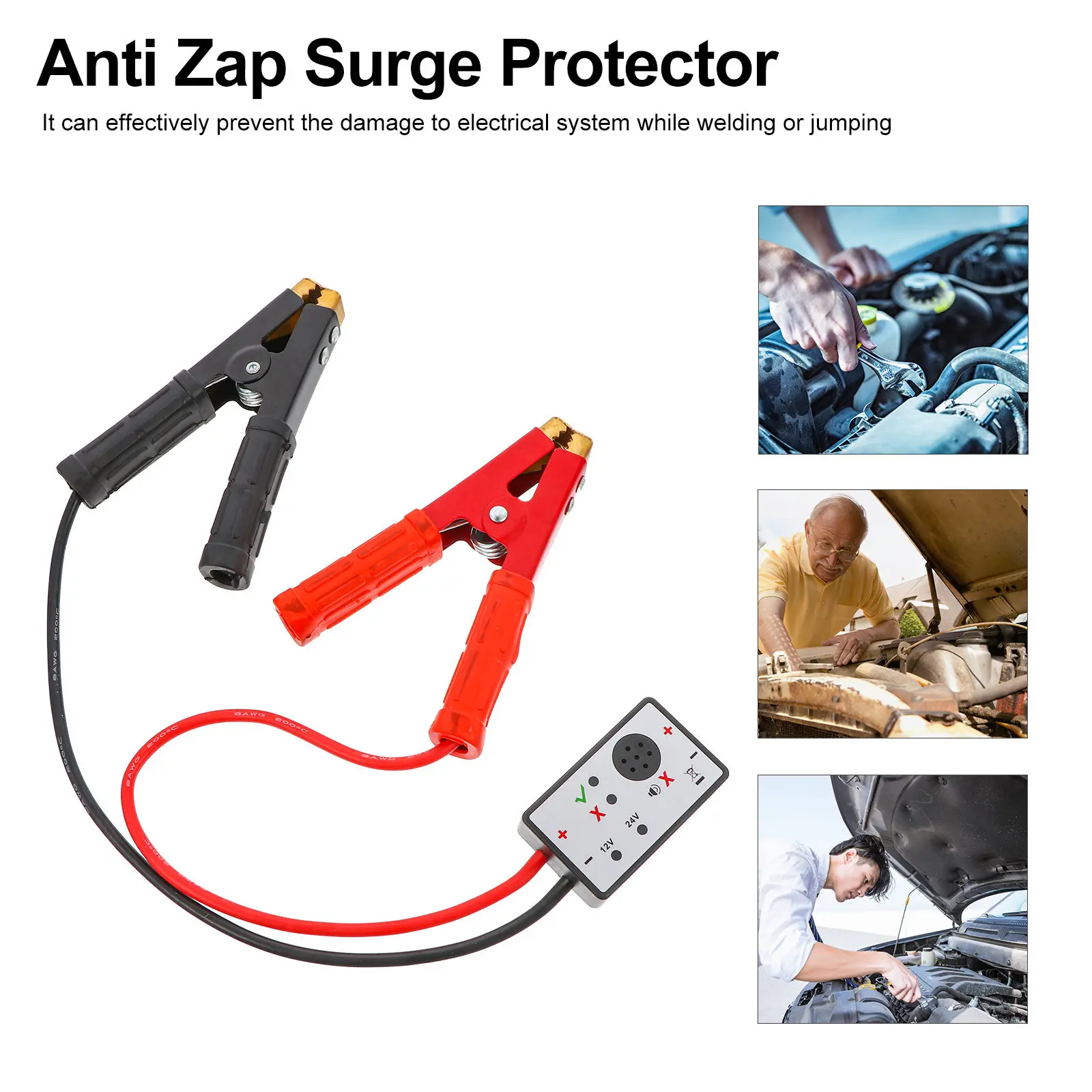 

1 шт. Автомобильный защитник от перенапряжения с LED-сигнализацией 12В/24В, диагностический инструмент для автомобильной электросистемы, защита от аварийных ситуаций