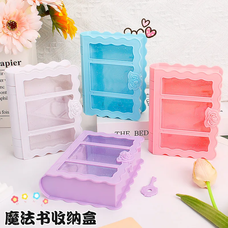 

Creative Nordic wind magic book storage box children's handmade DIY exquisite carved desktop jewelry storage box