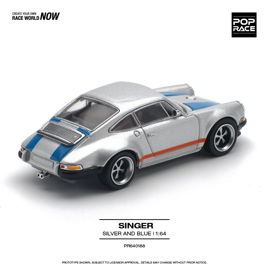 POPRACE 1/64 PR640188 SINGER Silver Blue Alloy Car Model