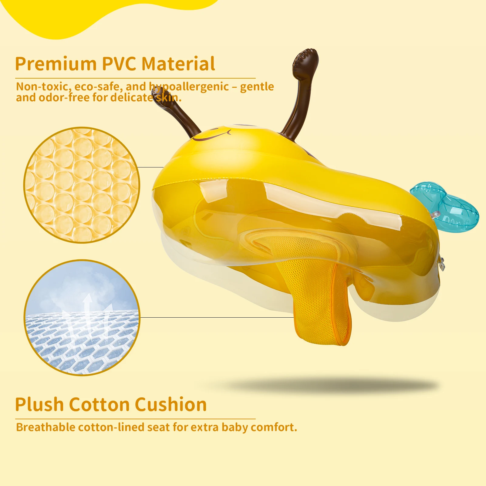 Swimbobo Yellow Kids Inflatable Baby Floating Water Toy Swimming Floats Waist Trainer Child Swim Pool Ring PVC Children Float view 4