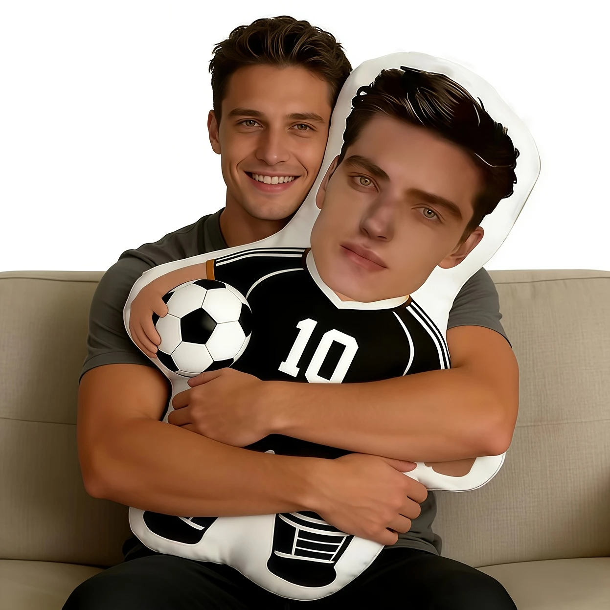 Custom Face Photo Football Player Pillow Personalized Custom Shaped Plush Cushion Double Sided Printing Free Photo Background Re