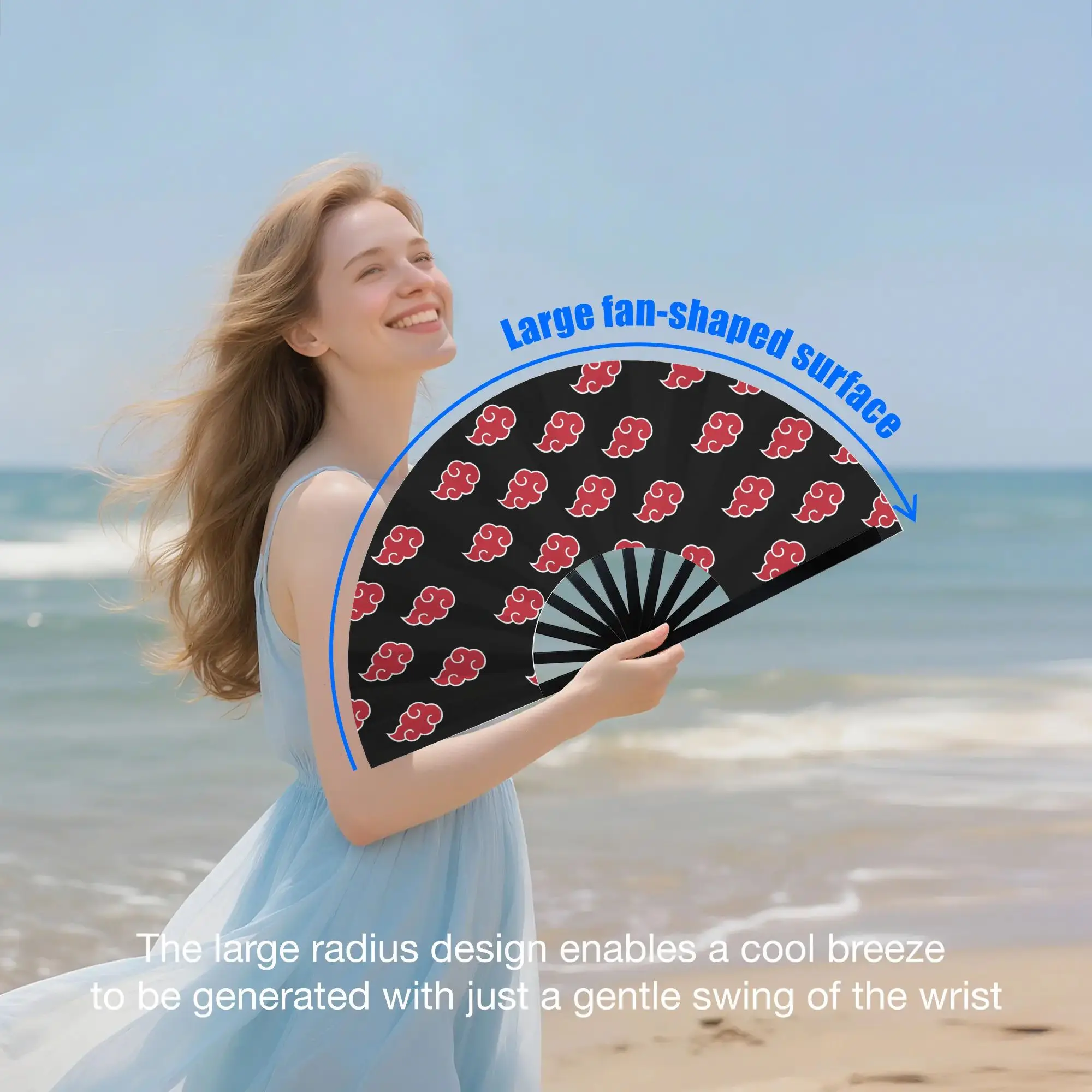 Anime U-Uchihaes Sasuke Japan Folding Hand Fan Custom Red Cloud Polyester Fabric Fan Novelty Summer Accessory Decorative Fans