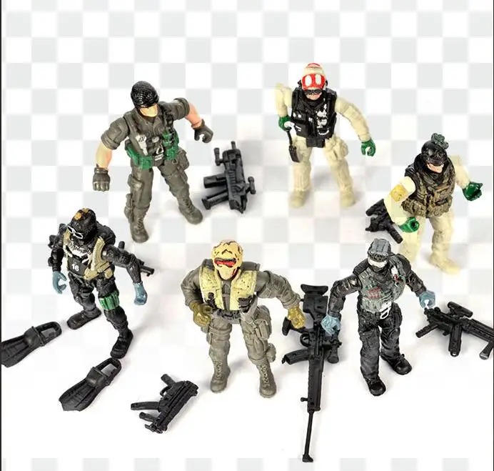 6 Teile/satz SS05-2 PVC Mini Counter Strike SWAT Soldat Action-figuren 4 zoll 10 cm PVC Spielzeug Militär Puppen mit gewehr Zubehör