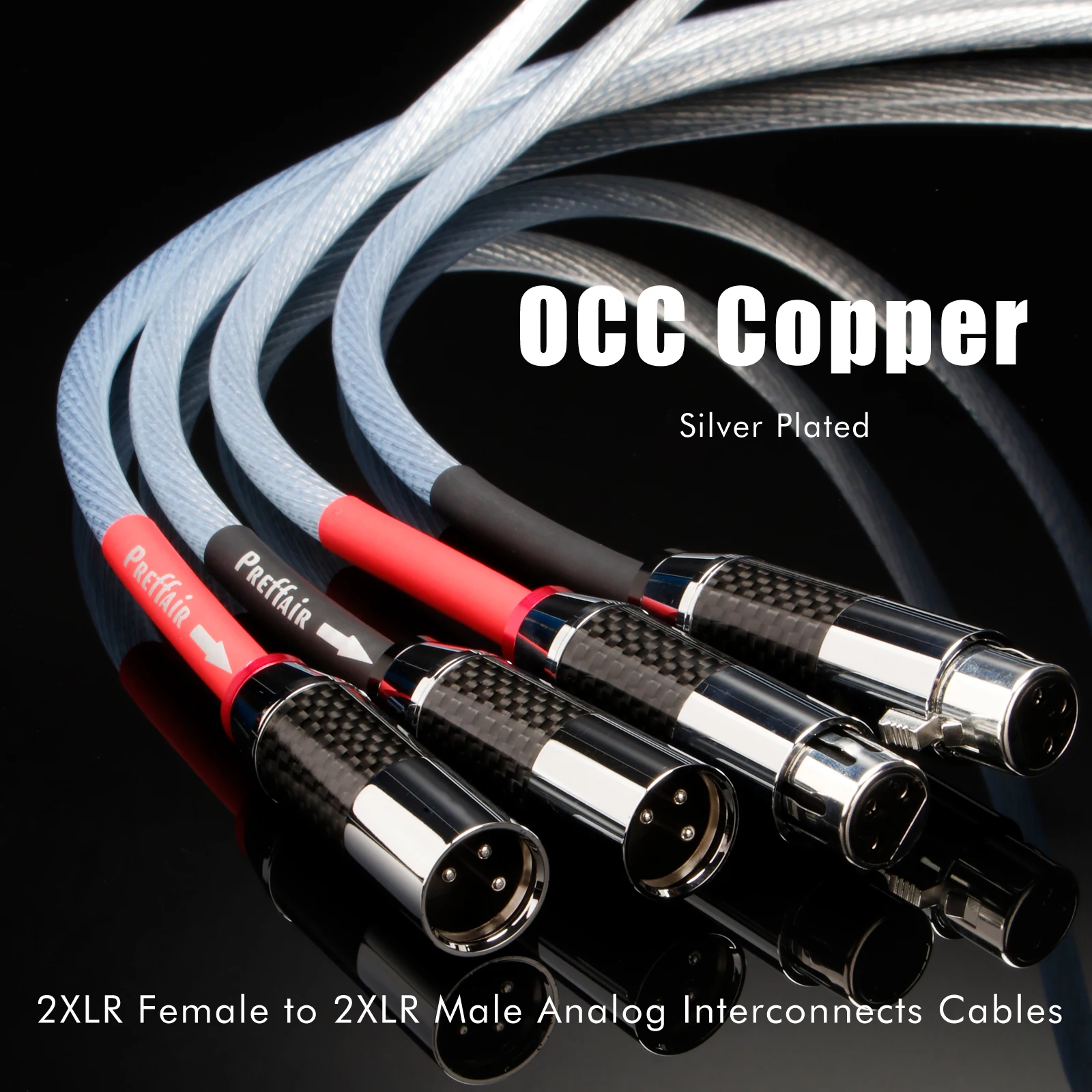 Pair XLR Cable 7N OCC Silver Plated RCA Cable 12Cores X0.5MM PTFE Insulation Signal Cable