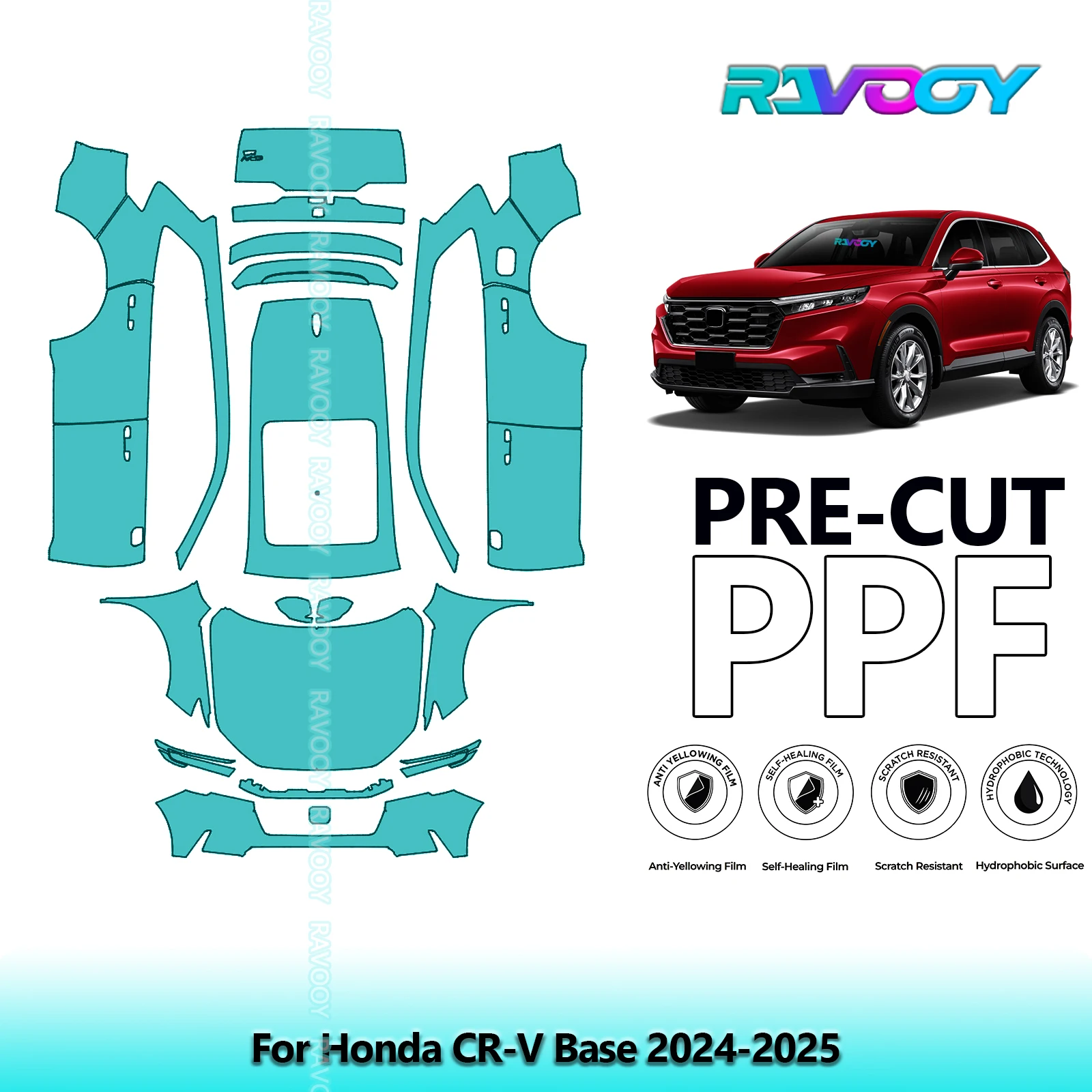 RAVOOY Custom-Fit Precut TPU PPF Full Vehicle Clear Bra Stone Guard EU UK For Honda CR-V Base 2024-2025