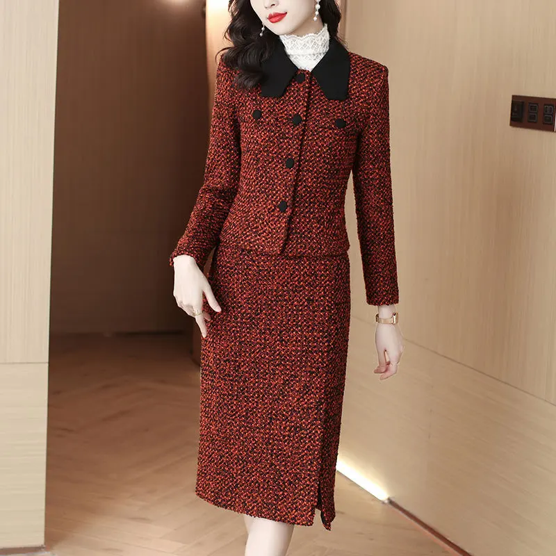 Winter Airline Stewardess Clothes wool Women skirt Suit Hotel Reception Restaurant Waitress Uniform elegant Work Wear