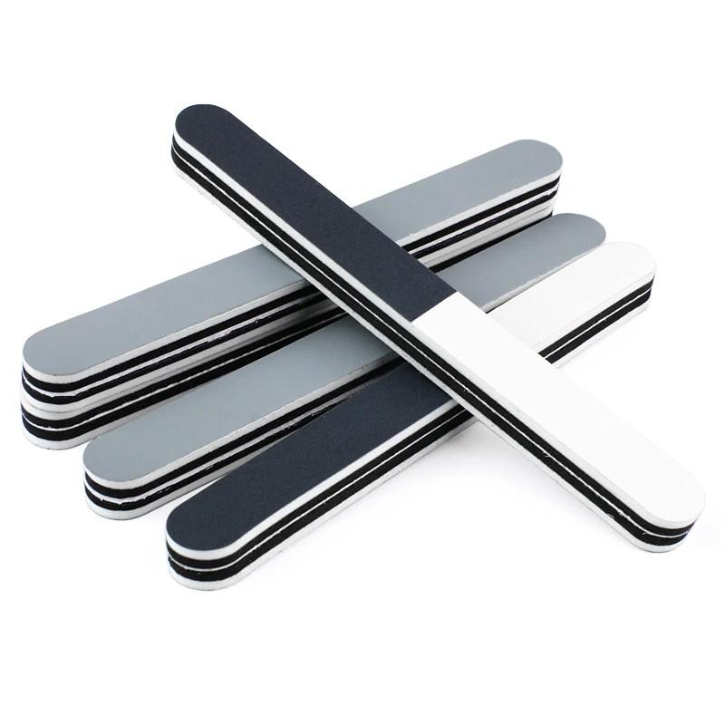 5Pcs/lot Double Side Nail files Buffer 3 Sided Polishing Grinding Files For Manicure Pedicure Black/Grey Nail  File Tools