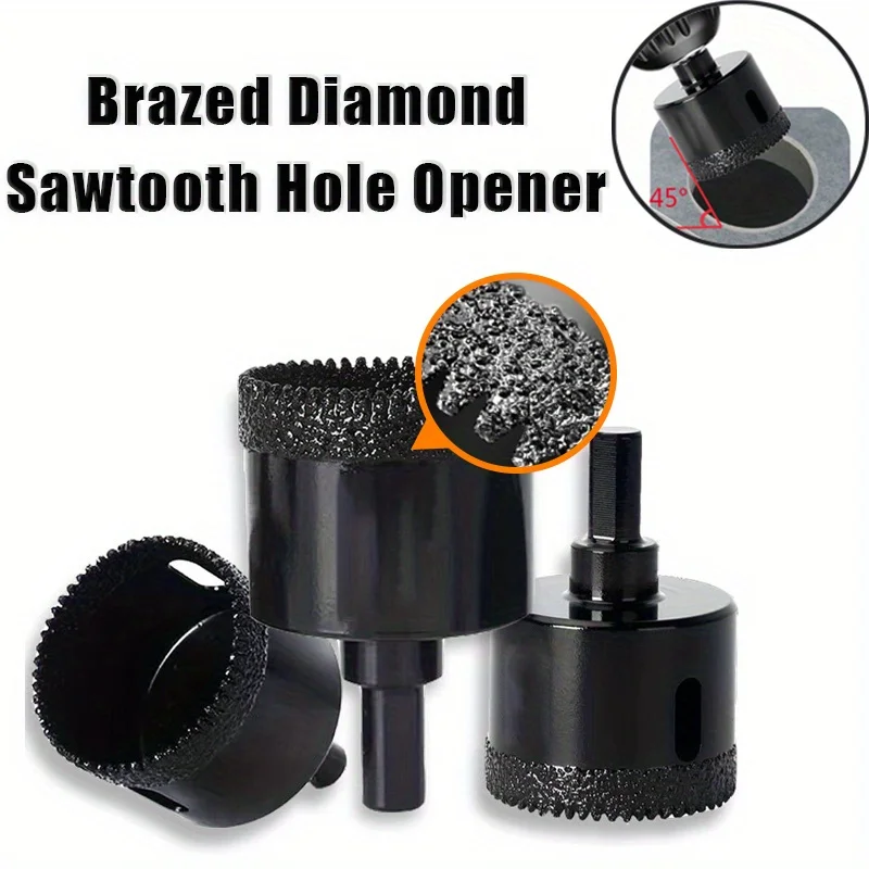 1pc Brazed Diamond Sawtooth Hole Opener Dry/Wet Use Drilling Bit With Triangular Shank Granite Quartz Porcelain CeramicsTiles