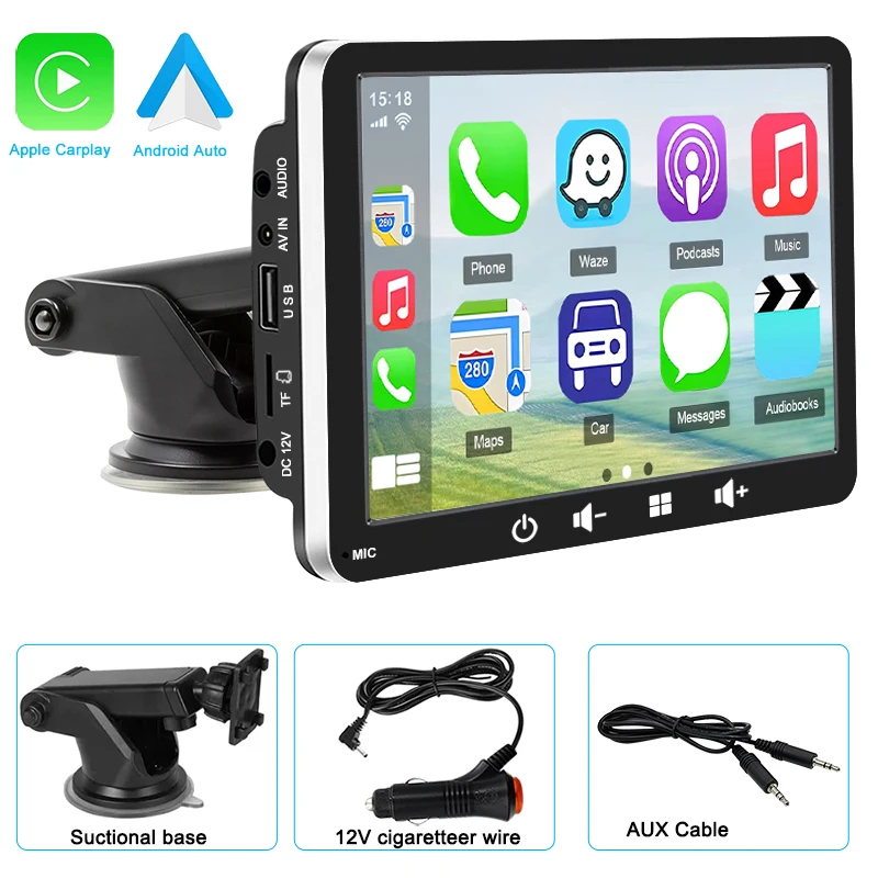 7 pollici Touch Screen auto portatile Wireless Apple CarPlay Tablet Android Radio multimediale navigazione Bluetooth HD1080 Stereo