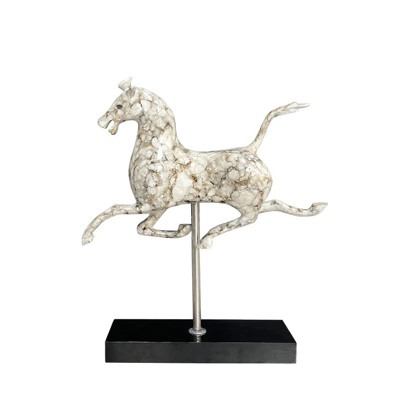 LMM New Chinese Style Horse-Stepping Swallow Ornament, Natural Stone Pattern Light Luxury Crafts