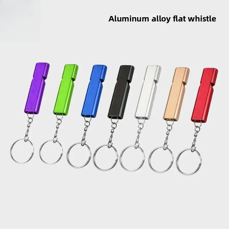

Aluminum Alloy Dual-Hole Flat Whistle Outdoor Hiking Survival Whistle Firefighting Training Signal High-Pitch Dual-Tube Whistle