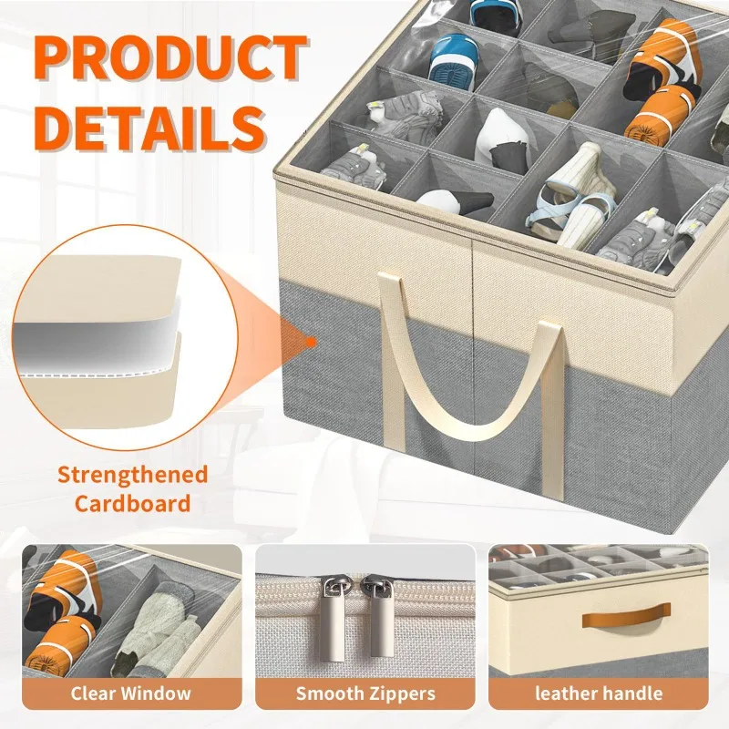 

New Hot Collapsible Shoebox Wardrobe Organizer Boxs Portable Folding Shoe Storage Bin with Travel Cover Dustproof Waterproof Lid