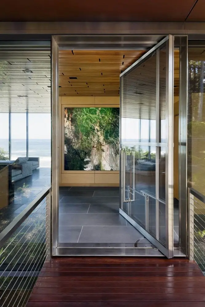 

Classic Design Double Tempered Glass Pivot Entry Door with Aluminum Alloy Frame Heat-insulation Sound Insulation Pivot Door
