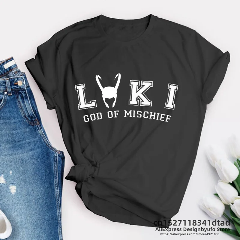 Loki God of Mischief T Shirt Women Men Horned Helmet Superhero Loki T-Shirt Funny Tv Series Short Sleeve T-shirts Streetwear