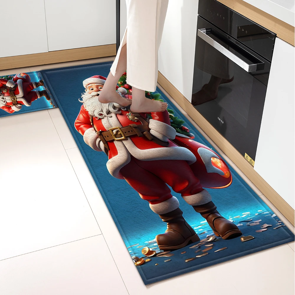 Christmas Kitchen Rug Home Entrance Doormat Living Room Bedroom Floor Decoration Carpet House Bath Hallway Door Balcony Foot Mat