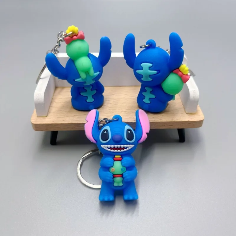 Cute Cartoon Stitch Keychain Disney Anime Silicone Figure Keyring Schoolbag Pendent Toy Kid's Gifts originality accessory doll